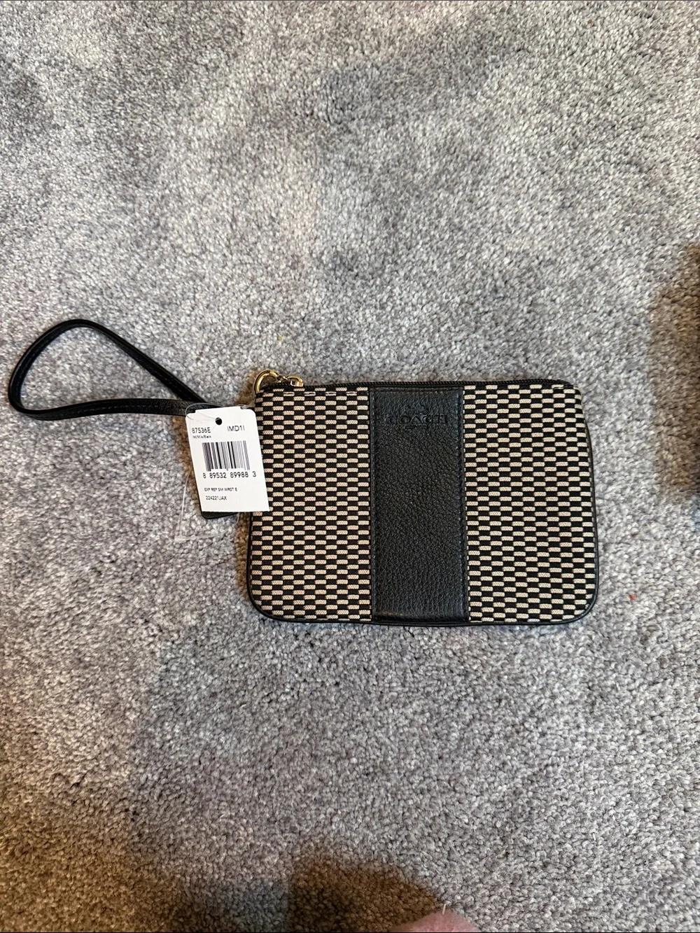 Coach Black and Cream Woven Wristlet